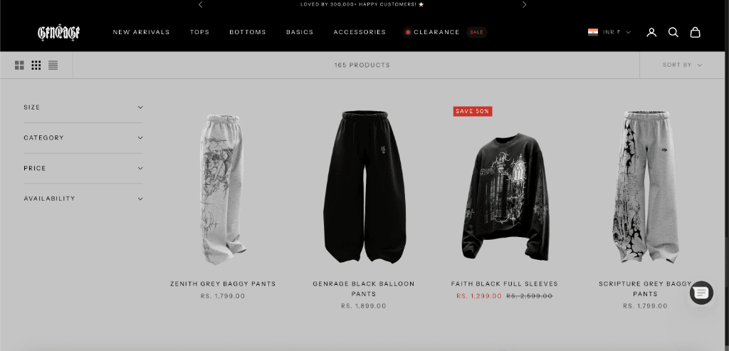 Genrage Streetwear Storefront